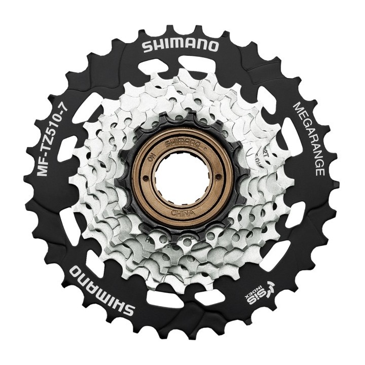 LANČANIK SHIMANO TOURNEY MF-TZ510-7-CP, 7-SPEED, 14-16-18-20-22-24-34T, W/SPOKE PROTECTOR, IND.PACK